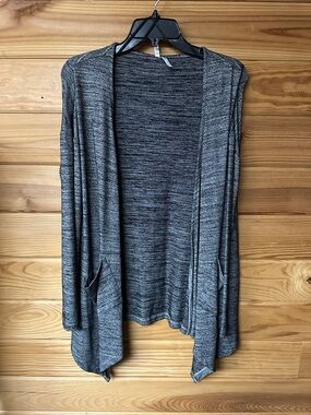 Mudd Women's Black Gray Open-Front Women's Long Sleeve Cardigan Sweater Size L